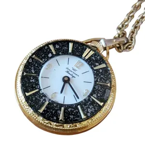 Vintage American Heritage Pocket Watch Necklace Pendant Gold Tone Swiss Untested thumbnail 2