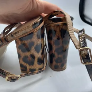Raid Brown Leopard Print Block Chunky Heels Strappy Womens Sandals 7 Ankle Strap thumbnail 7