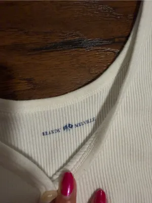 Brandy Melville Ribbed Button-Front Crop Tank Top - white thumbnail 2