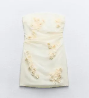 ZARA NWT White ORGANZA FLORAL DRESS. Size Small thumbnail 8
