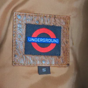 London Underground Moto Jacket Brown Animal Print Ostrich Leather Mandarin S thumbnail 5
