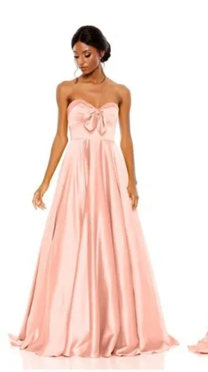MAC DUGGAL Bow Sweetheart Strapless A Line Gown Prom Dress in Blush Size US 6 thumbnail 1