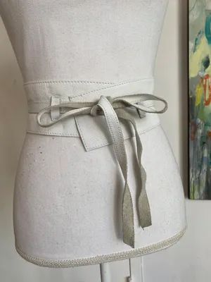 Guess White Leather Waist Belt Size Small thumbnail 4