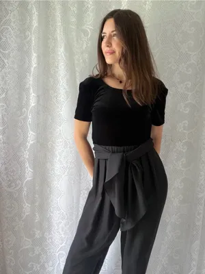 Vintage 90s CDC Black Velvet Wide Leg Jumpsuit Size 4 thumbnail 4