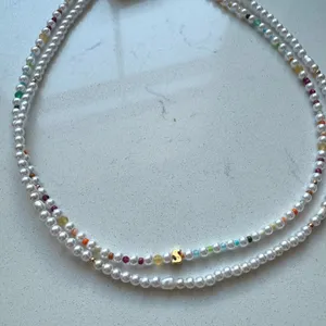 Anthropologie Pearl Beaded Bubble Letter Lowercase Monogram Necklaces, Set of 2 - S - NWT‎ thumbnail 4