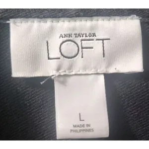 LOFT‎ Full Zip Hoodie Contrast Stitching Pockets Black Comfy Large thumbnail 3