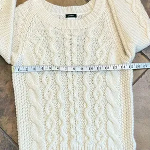 J. Crew Ivory Cable Knit Sweater XS thumbnail 7