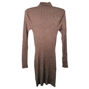 Abercrombie Mock Neck Knit Midi Sweater Dress Small Brown Fall Old Money Minimal thumbnail 3