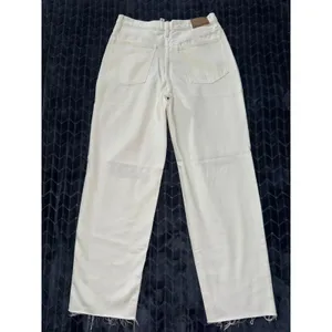 Madewell Women's Ripped Knee Baggy Straight Leg‎ Jeans Raw Hem White Size 29 thumbnail 5