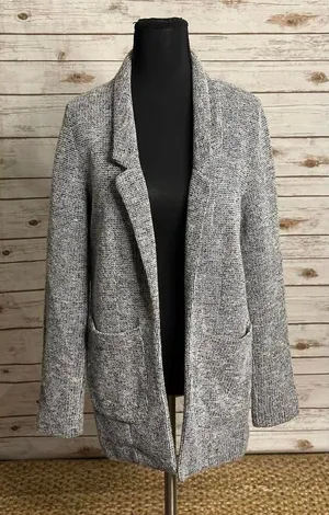 Topshop classic black/white tweed open front knit cardigan jacket Size 6 thumbnail 1