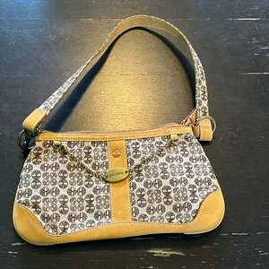 Timberland Vintage purse with leather accents. Brass accents. Zip closure. thumbnail 1