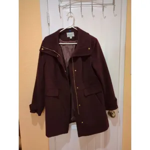 Womens Cole Haan Coat Size 14 Wool Blend Bordeaux Dark Red Burgundy thumbnail 4
