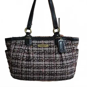 Coach Y2K Tweed Gallery Tote 2012 BLACK & RED thumbnail 1