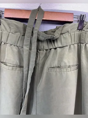 The Limited 4 Olive Green Wide Leg Paper Bag Waist Pants thumbnail 3