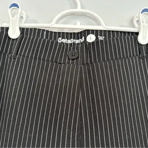 Betabrand Black White Pinstripe Straight Classic Yoga Pants Large L thumbnail 2