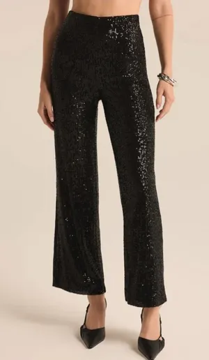 NEW Z SUPPLY skylar sequin pant in black thumbnail 1