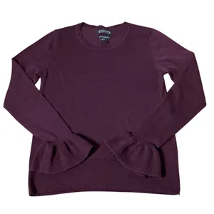 Nanette‎ Extra Fine Merino Wool Ruffle Cuff Sweater Plum Dark Academia Womens S thumbnail 1