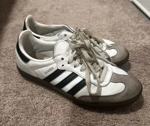 adidas Samba Sneakers in White, Black & Gray Suede Size 7.5 thumbnail 1