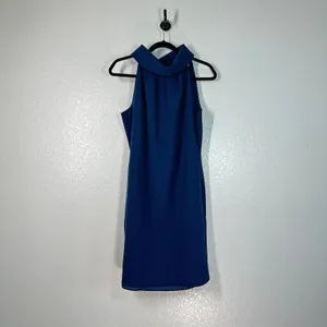 Sail to M Sable navy blue shift mini dress high funnel neck Sleeveless Short thumbnail 8
