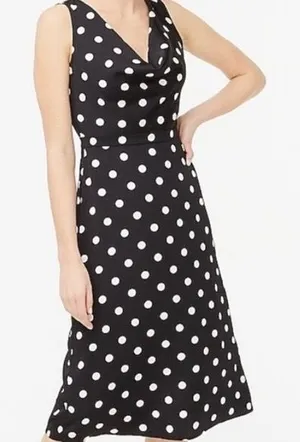 J. Crew factory polka dot black dress sleeveless scoop neck size 0 midi thumbnail 1