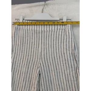 Rachel‎ Zoe Womens XS White Black Pinstripe Elastic Waist Straight Leg Pants thumbnail 3