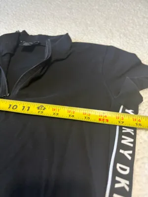 DKNY Sport Black Logo Tape Quarter Zip Mini Dress Short Sleeve Sporty Bodycon S thumbnail 3