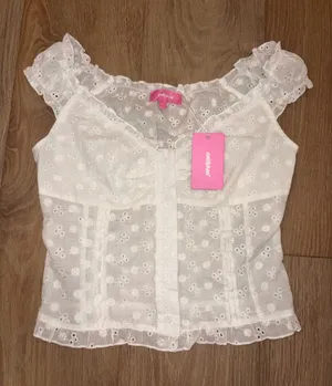 brand new edikted button up ruffle top xs with tags thumbnail 4