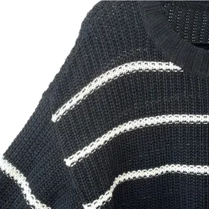 American Eagle Oversized Striped Sweater Black White Crew Neck thumbnail 5