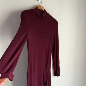 STAUD Portobella Side Ruch Midi Sheath Dress In Merlot Large thumbnail 6