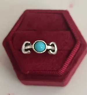 & Other Stories Stainless Steel Silver Bohemian Design Faux Turquoise Statement Ring Size 7 thumbnail 1