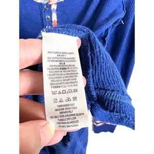 We The Free Blue Thermal Henley Long Sleeve Shirt‎ Top Size L thumbnail 5