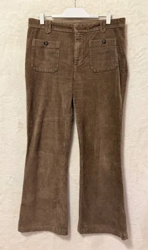 Free People Brown Corduroy Flare Pants Y2K Patch Pocket Boho 70s Style thumbnail 1