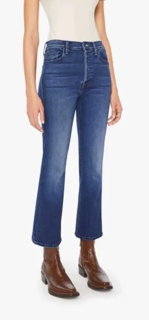 Mother Tripper Ankle Fray Jeans Womens 32 Blue Distressed Raw Hem Bohemian thumbnail 1