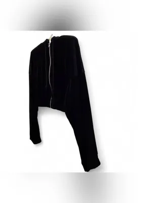 Y2K H&M Divided Women’s Long Sleeve Cropped Velour Hooded Full-Zip Sweater SizeS thumbnail 6