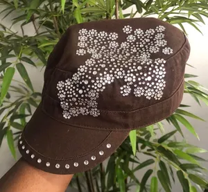 2000s Y2K Goth Grunge Mcbling Bimbo cross messenger cadet military newsboy baker boy cap hat thumbnail 1