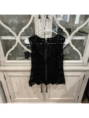 CAbi Black Crochet Lace Top S Dark Romantic Gothic Boho Whimsigoth Witchy thumbnail 3