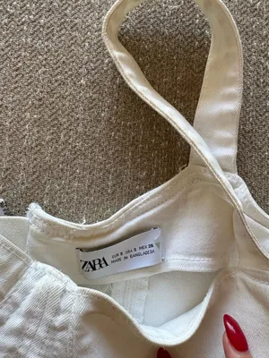 ZARA Corset Top Denim White Crop thumbnail 4