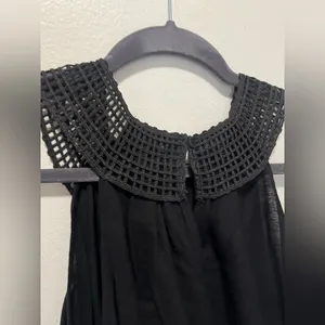Zara Black Crochet Collar Sleeveless Peplum Blouse Boho crop y2k Top XL thumbnail 2