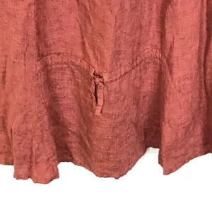 FLAX Womens Size Large Pull On 100% Linen Rust Red Maxi Skirt thumbnail 5