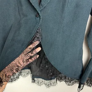 The Pyramid Collection Corduroy Corset Lace Up Jacket Sz Small Lace Trim thumbnail 12