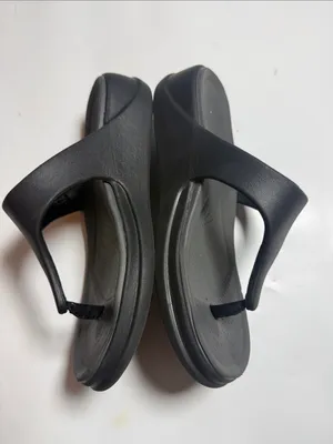 Crocs Capri Black Boca Wedge Flip Flop Sandals Lite Ride Comfort S-607 Sz 6 thumbnail 2