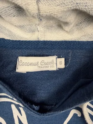 Coconut Creek Ocean City Maryland Striped Sleeve Hoodie Sweatshirt - Blue thumbnail 2