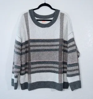Evri New  Gray Checked Boxy Acrylic Blend Sweater Size 2X thumbnail 1