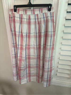 Free assembly White Plaid Button Front Maxi Skirt Size XL thumbnail 3