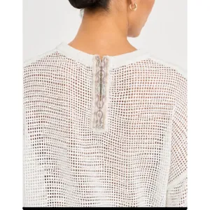 New! POL Oversized Open Knit Mesh Sweater Ivory Boho‎ Beachy Pullover Sz Small thumbnail 3
