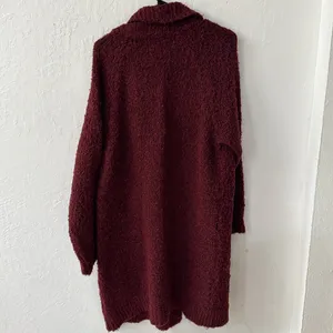 Anthropologie Red Long Line Open Front Sherpa Teddy Cardigan No Pockets M thumbnail 8