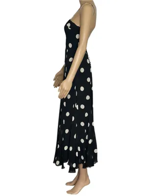 REFORMATION Fredo Polka Dot Midi Dress, Black, 0 (US) thumbnail 3