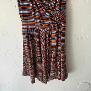 GARAGE Striped Cami Babydoll Top‎ Ruched Spaghetti Strap Rainbow P/S Grunge thumbnail 4