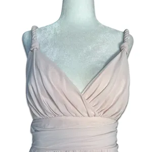 Lulus Baby‎ Pink Maxi Dress Pleated V Neck Strappy Formal Small Elegant Flowy thumbnail 3