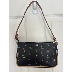 Vtg Y2K Limited Too Monogram Shoulder Bag Black Rainbow Letter E Bow Purse thumbnail 2